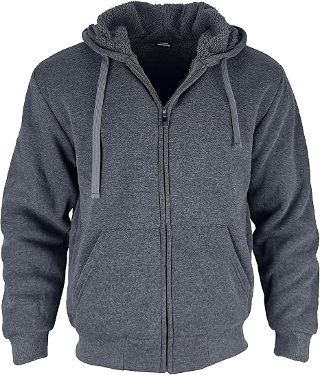 Vividpoint Men's Zip Up Sherpa Hoodies Fleece Lined Heavyweight Jacket