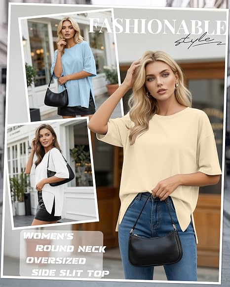 Huukeay 3 Pack Women's Oversized T Shirts Workout Tops