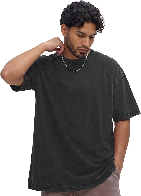 Oversized Tshirts for Men Short Sleeve Vintage Washed Basic Loose Tees